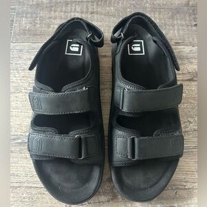 G-Star Raw Black Leather Sandals with Adjustable Straps